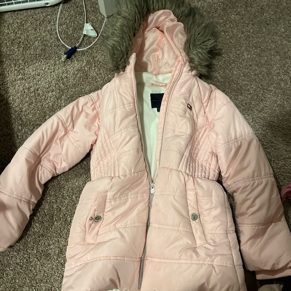 Tommy Hilfiger Pink Puffer Jacket with Quilted Design